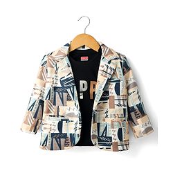 Babyhug Knit Full Sleeves Blazer with Inner Tee & Abstract Print - Multicolor