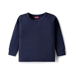 Babyhug Knit Full Sleeves Solid Colour Thermal Inner Wear Set - Navy Blue
