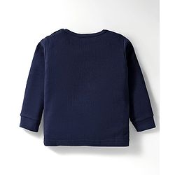 Babyhug Knit Full Sleeves Solid Colour Thermal Inner Wear Set - Navy Blue
