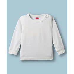 Babyhug Knit Full Sleeves Solid Color Pullover & Sleeveless Thermal Vest & Pant Set - Offwhite