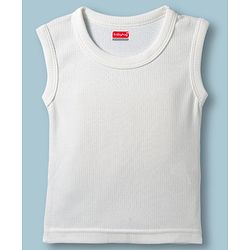 Babyhug Knit Full Sleeves Solid Color Pullover & Sleeveless Thermal Vest & Pant Set - Offwhite