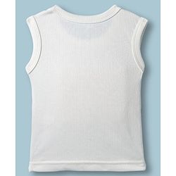 Babyhug Knit Full Sleeves Solid Color Pullover & Sleeveless Thermal Vest & Pant Set - Offwhite