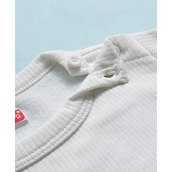 Babyhug Knit Full Sleeves Solid Color Pullover & Sleeveless Thermal Vest & Pant Set - Offwhite