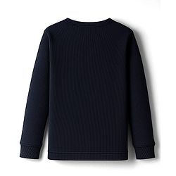 Babyhug Knit Full Sleeves Solid Thermal Set - Navy Blue