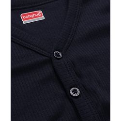 Babyhug Knit Full Sleeves Solid Thermal Set - Navy Blue