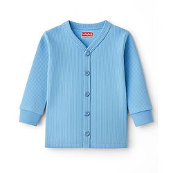 Babyhug Knit Full Sleeves Solid Colour Thermal Inner Wear Set - Light Blue