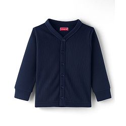 Babyhug Knit Full Sleeves Solid Thermal Inner Wear Front Open & Pullover Vest Pack of 2 - Navy Blue