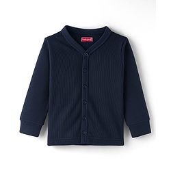 Babyhug Knit Full Sleeves Solid Thermal Inner Wear Front Open & Pullover Vest Pack of 2 - Navy Blue
