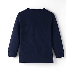 Babyhug Knit Full Sleeves Solid Thermal Inner Wear Front Open & Pullover Vest Pack of 2 - Navy Blue