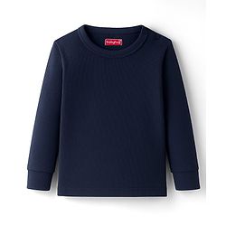 Babyhug Knit Full Sleeves Solid Thermal Inner Wear Front Open & Pullover Vest Pack of 2 - Navy Blue