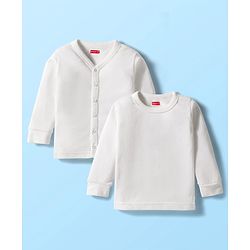 Babyhug Knit Full Sleeves Solid Thermal Inner Wear Front Open & Pullover Vest Pack of 2 - Navy Blue
