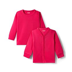 Babyhug Knit Full Sleeves Solid Color Front open & Pullover Thermal Inner Wear Vest Pack of 2 - Red