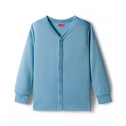 Babyhug Knit Full Sleeves Solid Color Front Open & Pullover Thermal Wear Vests Pack of 2 - Light Blue