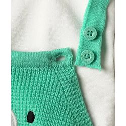 Babyhug Knit Winter Wear Romper & Full Sleeves Inner Tee With Teddy Bear Embroidery - Aqua Blue & White
