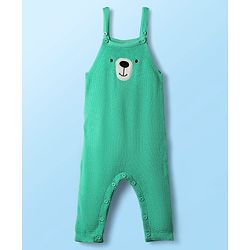Babyhug Knit Winter Wear Romper & Full Sleeves Inner Tee With Teddy Bear Embroidery - Aqua Blue & White