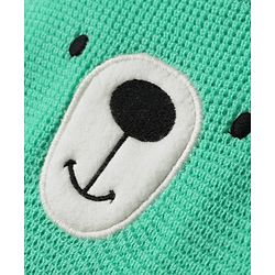 Babyhug Knit Winter Wear Romper & Full Sleeves Inner Tee With Teddy Bear Embroidery - Aqua Blue & White