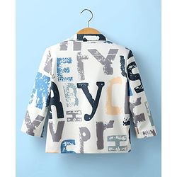 Babyhug Knit Full Sleeves Text Printed Blazer with T-Shirt - White
