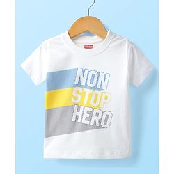 Babyhug Knit Full Sleeves Text Printed Blazer with T-Shirt - White