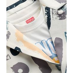 Babyhug Knit Full Sleeves Text Printed Blazer with T-Shirt - White