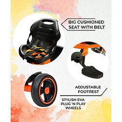 Babyhug Tricycle with Parental Push Handle-Orange| Safety Harness| Foldable Footrest| Storage Baskets| Anti-Slip Pedals| Adjustable Push Bar| Puncture Proof Wheels| Comfortable Seat| High Backrest
