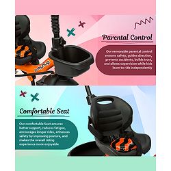 Babyhug Tricycle with Parental Push Handle-Orange| Safety Harness| Foldable Footrest| Storage Baskets| Anti-Slip Pedals| Adjustable Push Bar| Puncture Proof Wheels| Comfortable Seat| High Backrest
