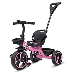 Babyhug Tricycle with Parental Push Handle-Orange| Safety Harness| Foldable Footrest| Storage Baskets| Anti-Slip Pedals| Adjustable Push Bar| Puncture Proof Wheels| Comfortable Seat| High Backrest