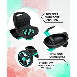 Babyhug Tricycle with Comfortable Seat & High Backrest|Storage Baskets| Anti-Slip Pedals| Puncture Proof Wheels| Easy to Assemble| Cushion Seat - Sea Green