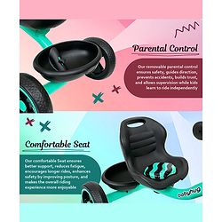 Babyhug Tricycle with Comfortable Seat & High Backrest|Storage Baskets| Anti-Slip Pedals| Puncture Proof Wheels| Easy to Assemble| Cushion Seat - Sea Green