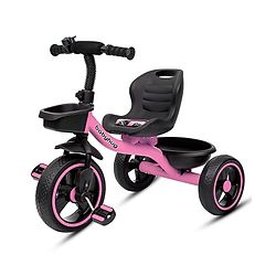 Babyhug Tricycle with Comfortable Seat & High Backrest|Storage Baskets| Anti-Slip Pedals| Puncture Proof Wheels| Easy to Assemble| Cushion Seat - Sea Green