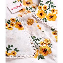 Babyhug 100% Cotton Woven Full Sleeves Floral & Swiss Dot Printed Peter Pan Collar Top - White