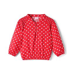 Babyhug Rayon Woven Full Sleeves Polka Dot Printed Top - Red