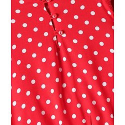 Babyhug Rayon Woven Full Sleeves Polka Dot Printed Top - Red