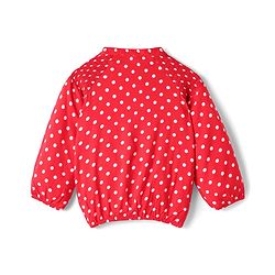 Babyhug Rayon Woven Full Sleeves Polka Dot Printed Top - Red