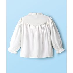 Babyhug Rayon Woven Full Sleeves Floral Embroidered Top  - White