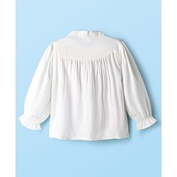 Babyhug Rayon Woven Full Sleeves Floral Embroidered Top  - White