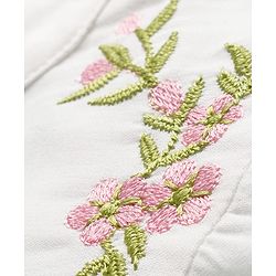 Babyhug Rayon Woven Full Sleeves Floral Embroidered Top  - White