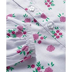 Babyhug Rayon Woven Full Sleeves Top with Front Buttons Lace Detailing & Floral Print - White