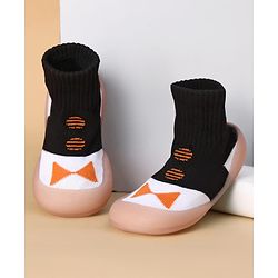 Cute Walk by Babyhug Slip on Sock Shoes with Bow Embroidery - Blue