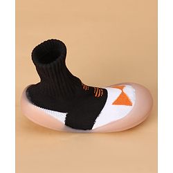 Cute Walk by Babyhug Slip on Sock Shoes with Bow Embroidery - Blue