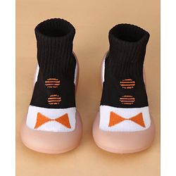 Cute Walk by Babyhug Slip on Sock Shoes with Bow Embroidery - Blue
