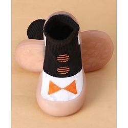 Cute Walk by Babyhug Slip on Sock Shoes with Bow Embroidery - Blue