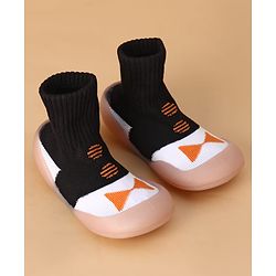 Cute Walk by Babyhug Slip on Sock Shoes with Bow Embroidery - Blue