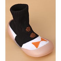 Cute Walk by Babyhug Slip on Sock Shoes with Bow Embroidery - Blue