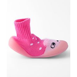 Cute Walk by Babyhug Sock Shoes with Bunny & Polka Dot Design - Fuchsia