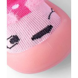 Cute Walk by Babyhug Sock Shoes with Bunny & Polka Dot Design - Fuchsia