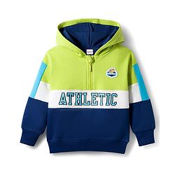 Babyhug Fleece Knit Full Sleeves Hooded Sweatshirt with Text Graphic & Cut & Sew Design - Multicolor