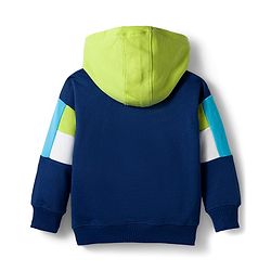 Babyhug Fleece Knit Full Sleeves Hooded Sweatshirt with Text Graphic & Cut & Sew Design - Multicolor