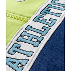 Babyhug Fleece Knit Full Sleeves Hooded Sweatshirt with Text Graphic & Cut & Sew Design - Multicolor