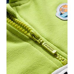Babyhug Fleece Knit Full Sleeves Hooded Sweatshirt with Text Graphic & Cut & Sew Design - Multicolor