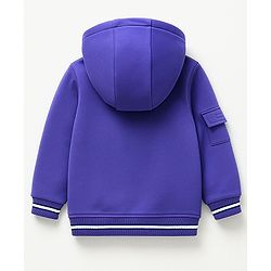 Babyhug Fleece Knit Full Sleeves Hooded Sweashirt With Text Print - Purple